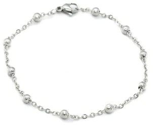 Pulsera de acero quirurgico eslabon espejito con bolitas 19cm